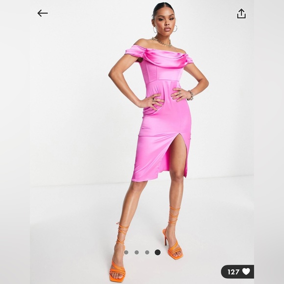 First Distraction Pink Satin Dress - Picture 4 of 8